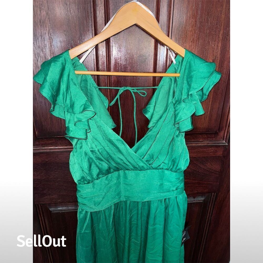 NWT Lulus Women's Green Daytime Darling Mini Dress‎ Ruffled Sleeves Party - Picture 8 of 13